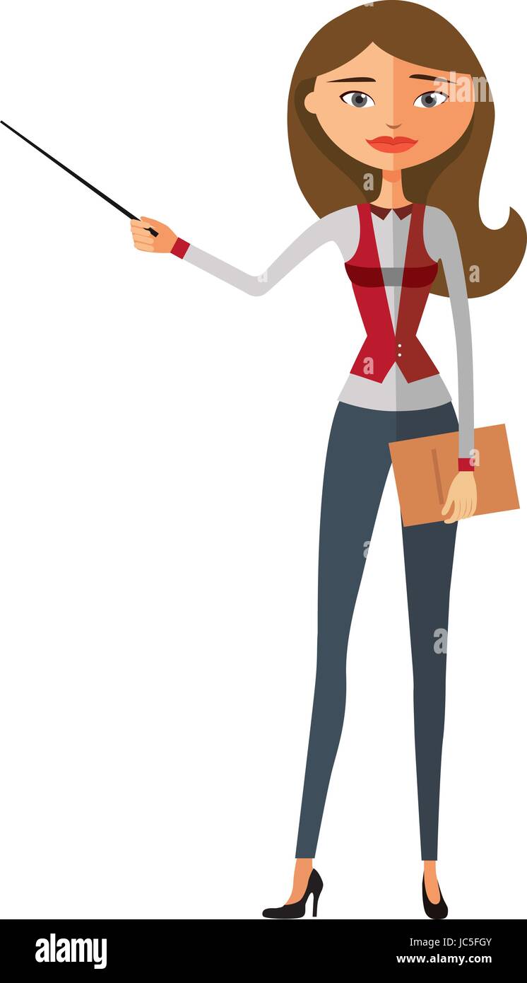 Teacher blond lady with a pointer Stock Vector Image & Art - Alamy