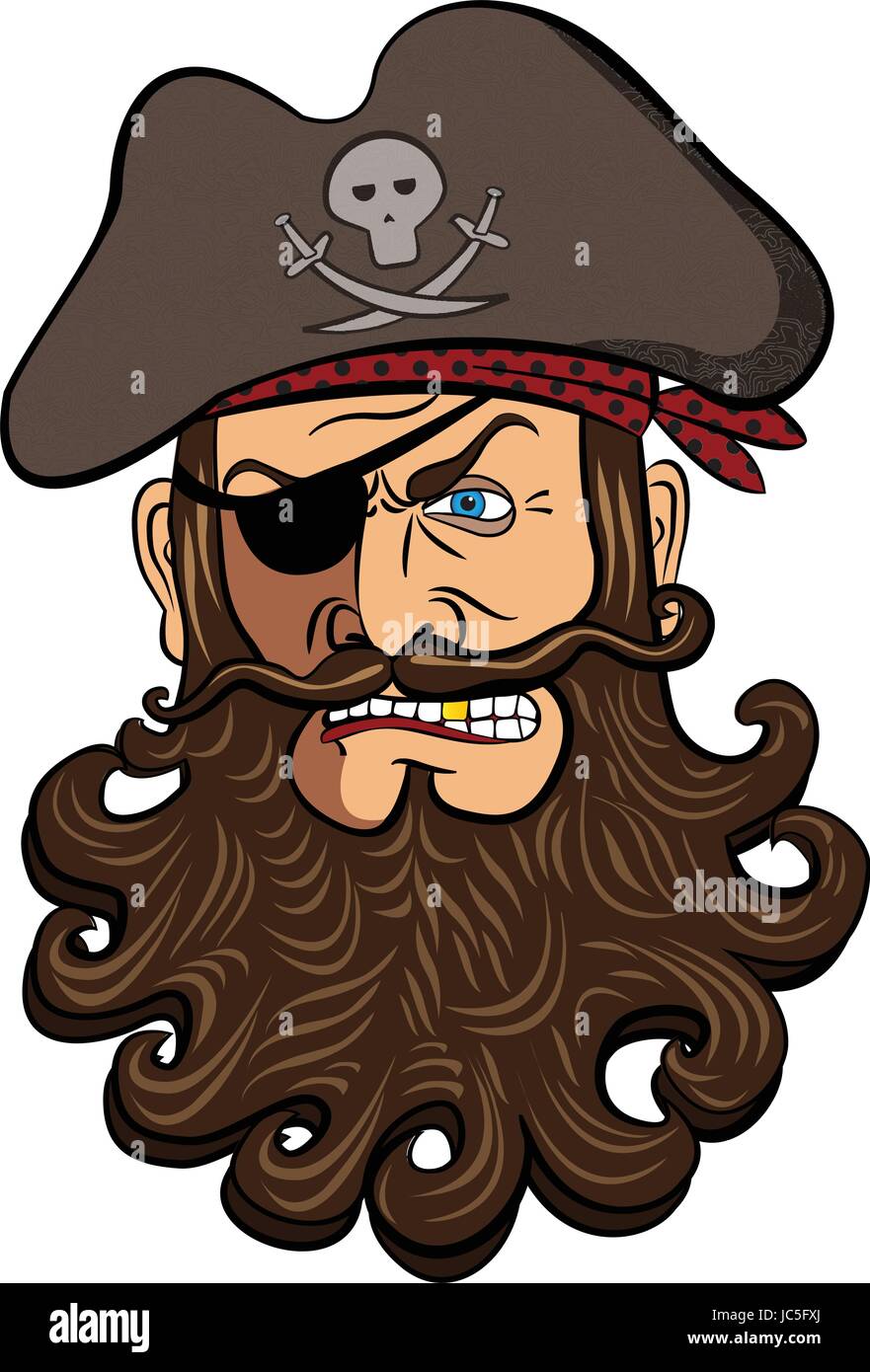 Pirate face vector isolated on a white background. Stock Vector