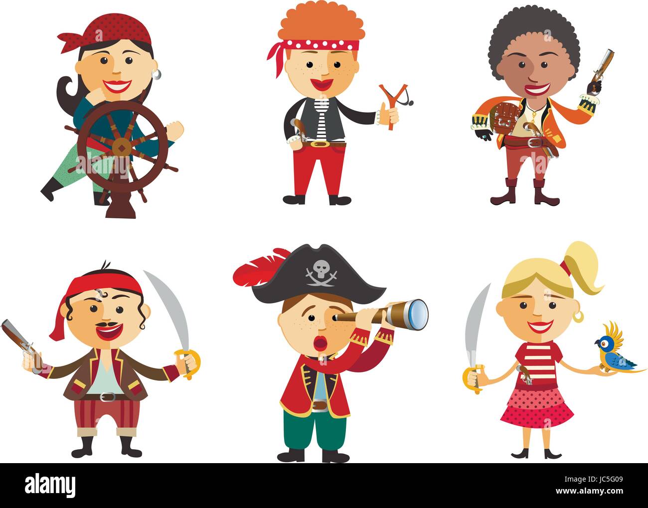 Set of pirates. Cartoon pirate icon set flat cartoon vector ...