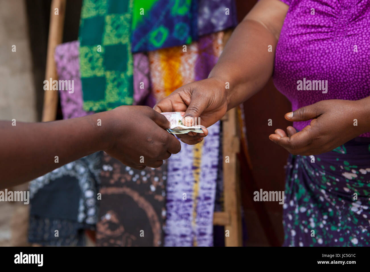 Female business woman in her shop, Tanzania, Africa Stock Photo
