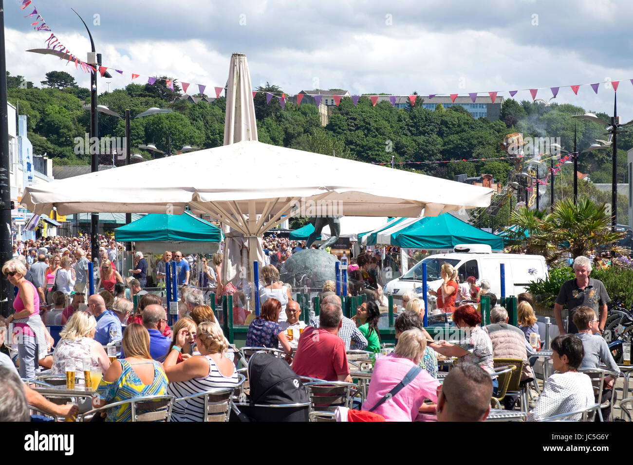 a busy summers day in the city of truro, cornwall, england, uk. Stock Photo