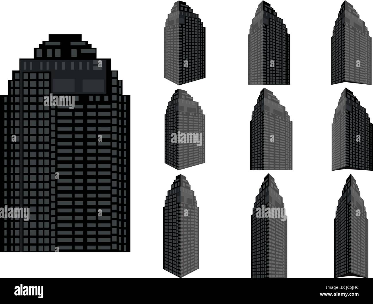 Tower building vector set. Collection of city and landscape.Building with many views Stock Vector