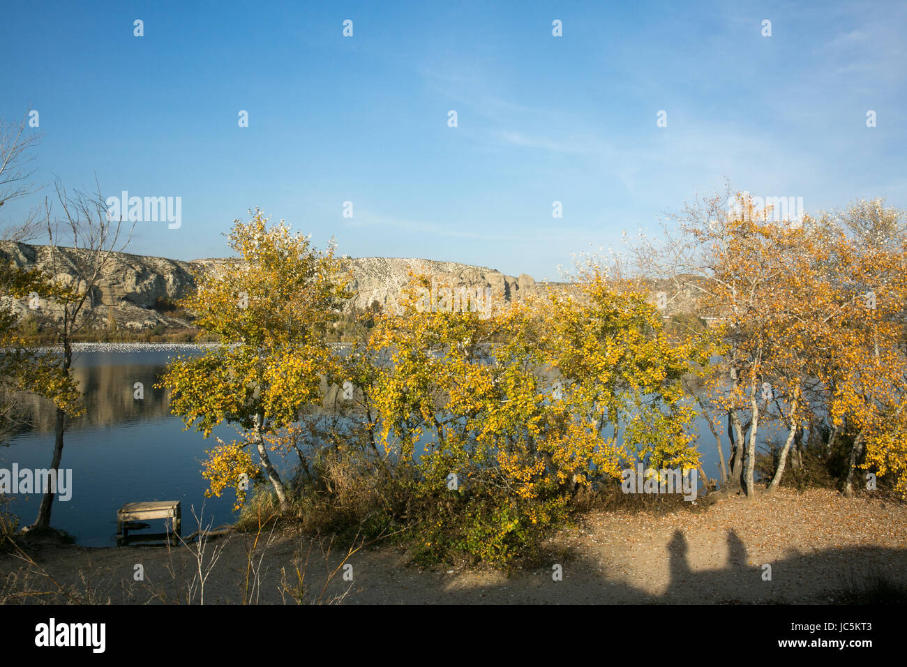 Picture of a lake with reflection of the sky and trees Stock Photo - Alamy