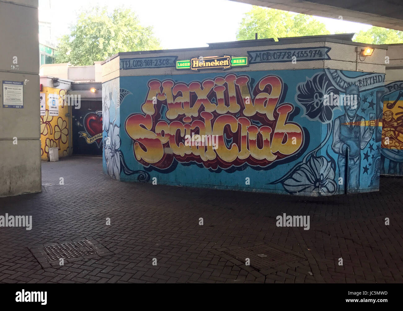 The Maxilla social club at the at the foot of Grenfell Tower in west London which has been opened to give residents fleeing the fire at the tower block refuge. Stock Photo