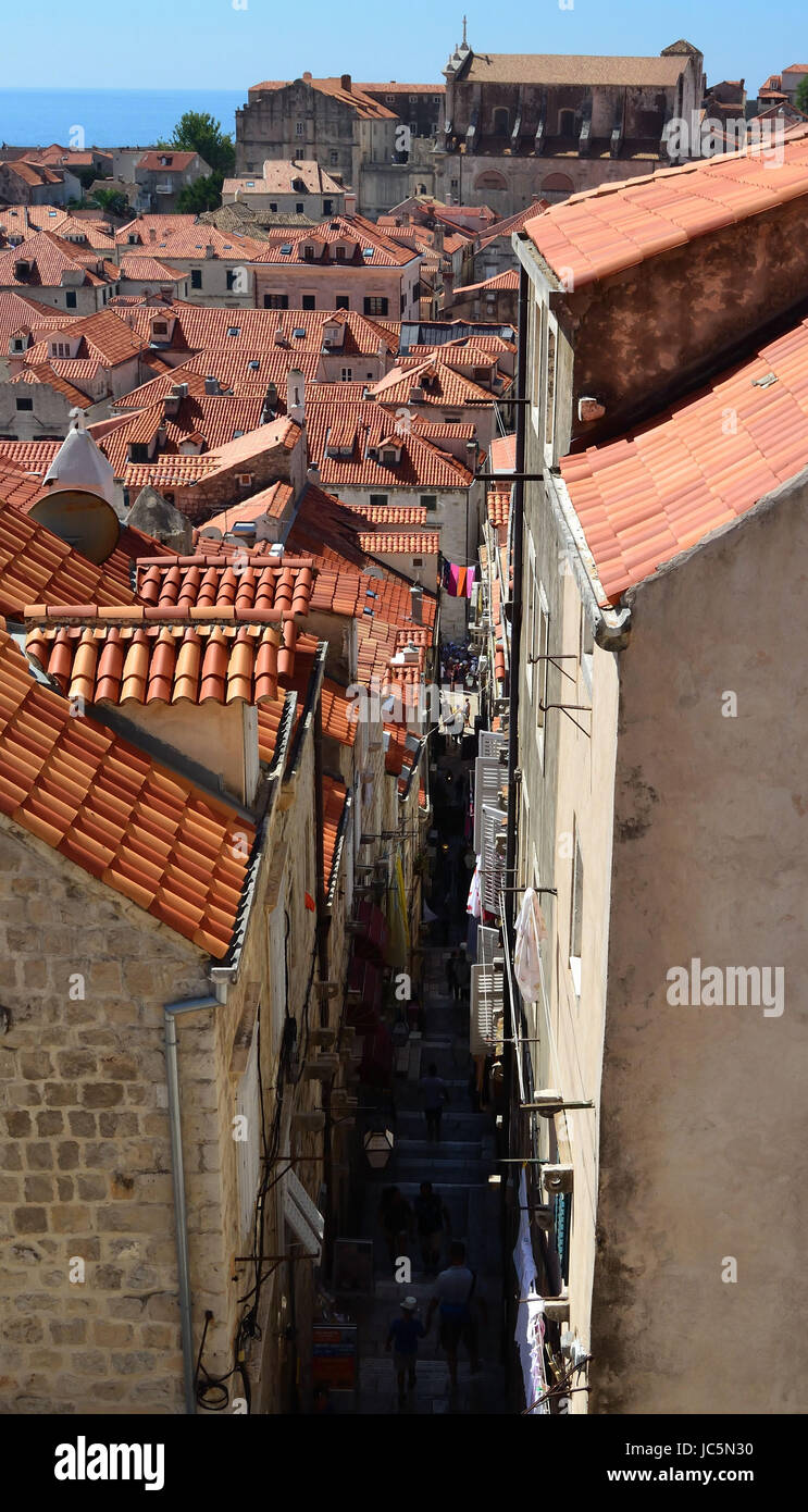 Narrow Alleyway leading to Dubrovnik Old Town Stock Photo