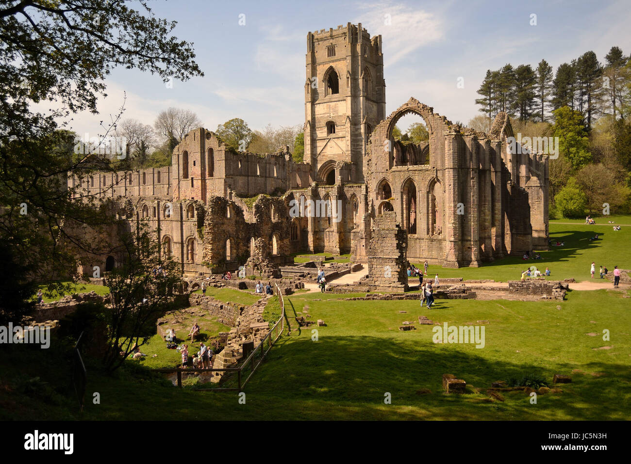Fountains Abbey, National Trust site, North Yorkshire Stock Photo