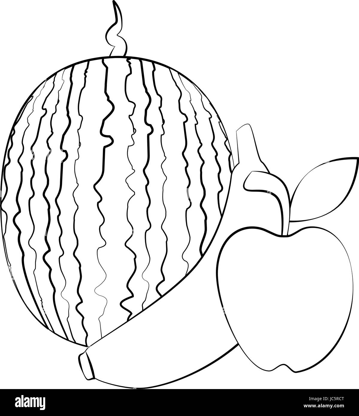 Watermelon banana and apple fruits Stock Vector Image & Art Alamy