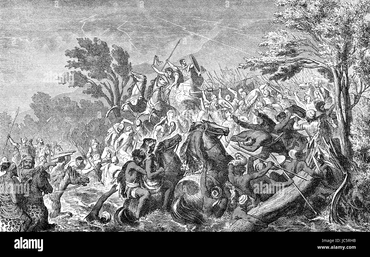 The Battle of the Crimissus, between Carthaginian and Syracusan armies in 339 BC Stock Photo