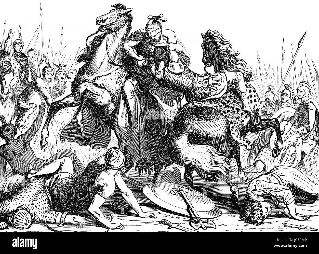 The fight of Eumenes of Cardia against Neoptolemus, Wars of the Diadochi Stock Photo