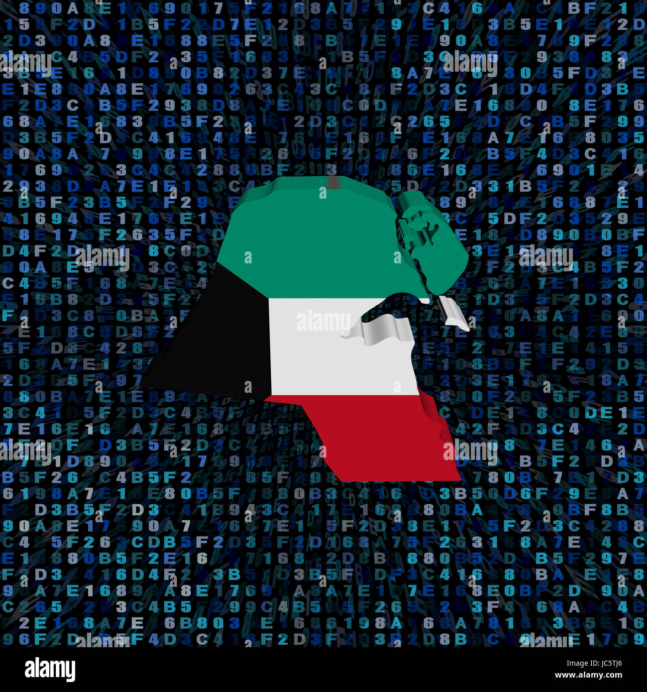 Kuwait map flag on hex code illustration Stock Photo - Alamy