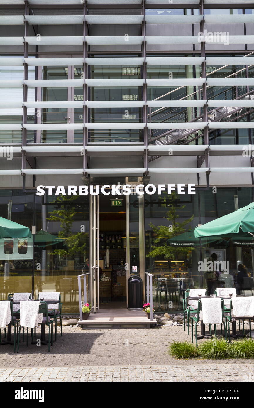 PRAGUE, CZECH REPUBLIC MAY 22 Starbucks coffee company logo on cafe