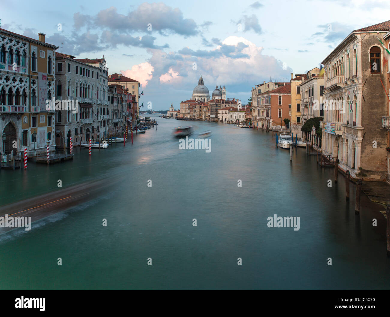 View onto the Canal Grande at sunset. Stock Photo