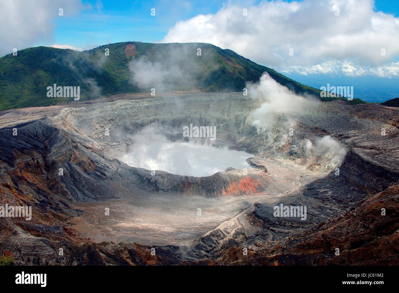 Costa Rica, volcano Poas, after his last bigger activities, look in the crater, Vulkan Poas, nach seinen letzten groesseren Aktivitaeten, Blick in den Stock Photo