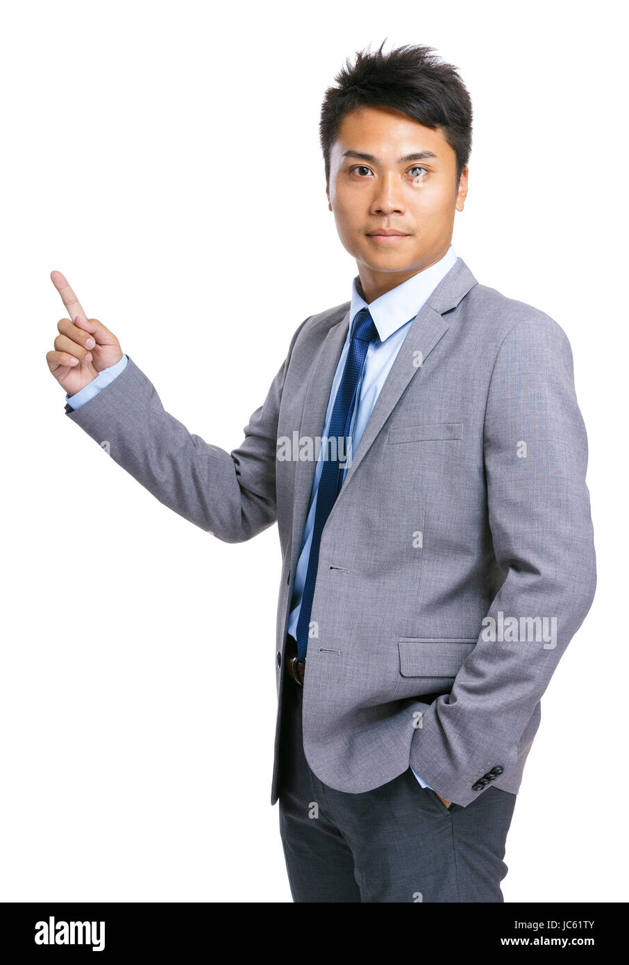 Businessman point up Stock Photo - Alamy