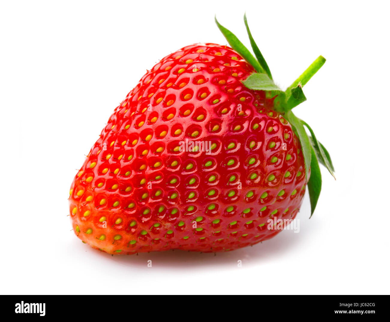 Ripe strawberry with leaves isolated on a white background Stock Photo