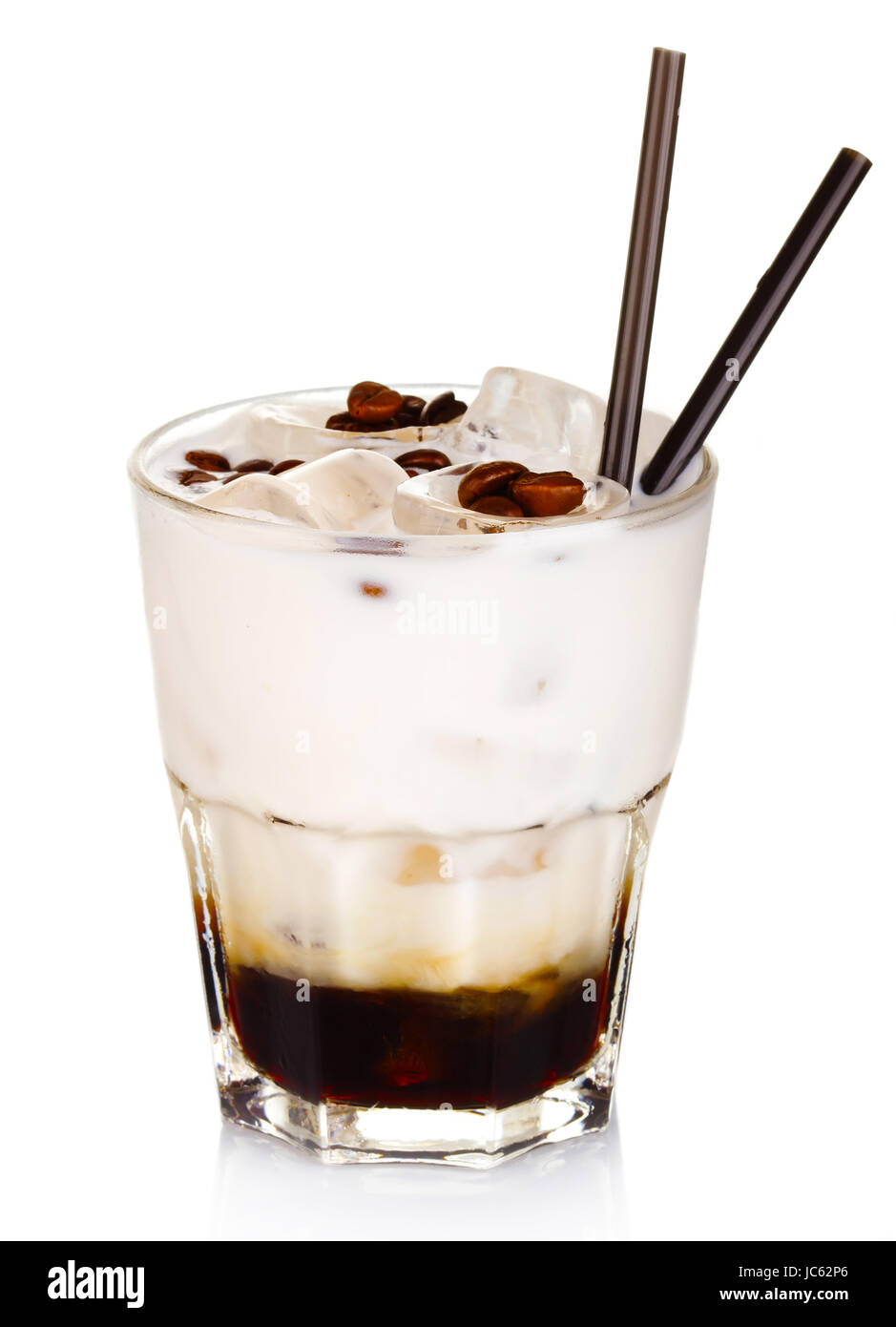 White russian alcohol cocktail isolated on white background Stock Photo