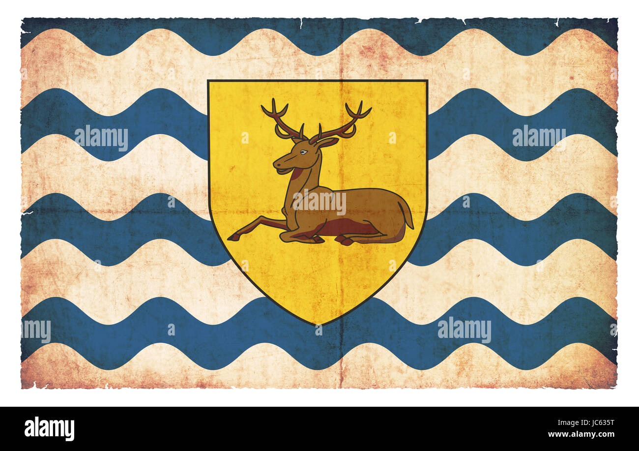 Flagge von Hertfordshire (Graftschaft in Großbritannien) im Grunge-Design Stock Photo