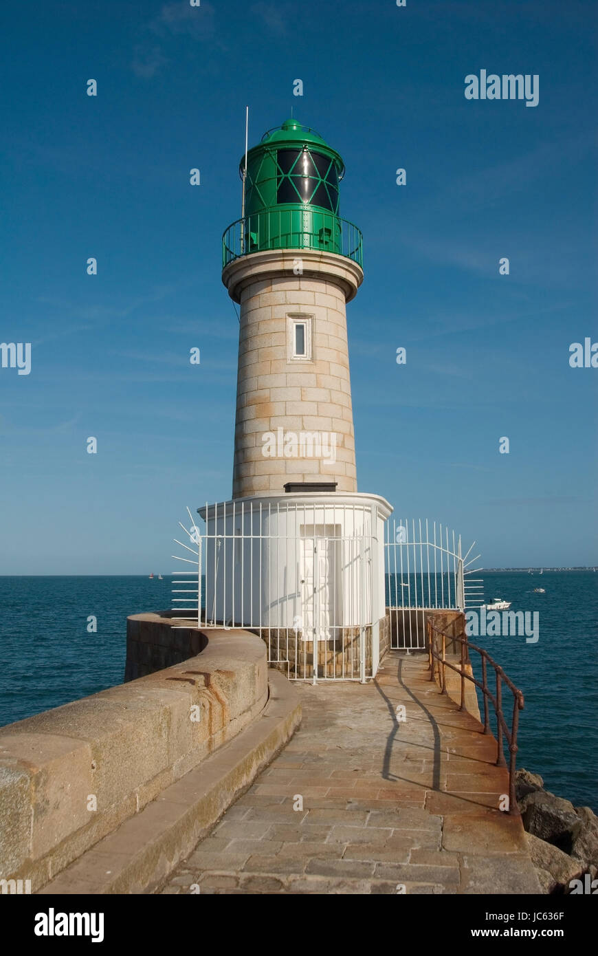 France, Brittany, Pays de la Loire, Loire Atlantique, peninsula Guerande, Le Croisic, lighthouse, Phare de la Jete de Tr ? ?hic, Frankreich, Bretagne, Stock Photo