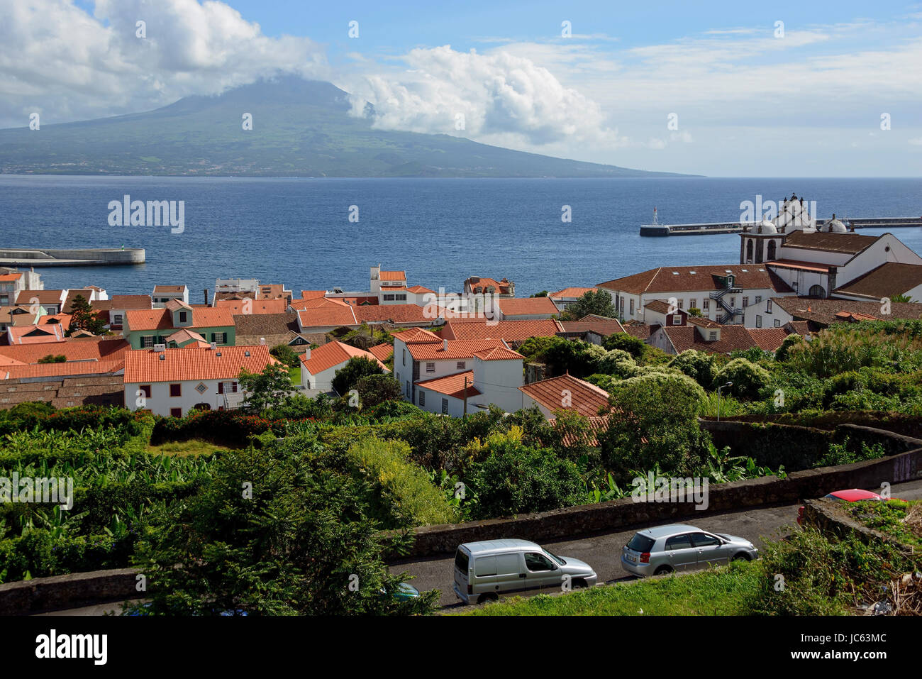 Blick on island and mountain Pico, Horta, Faial, the Azores, Portugal