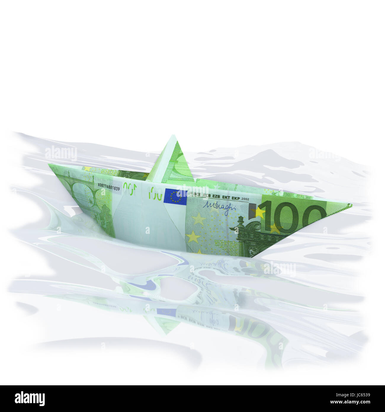 paper boat with 100 euro Stock Photo