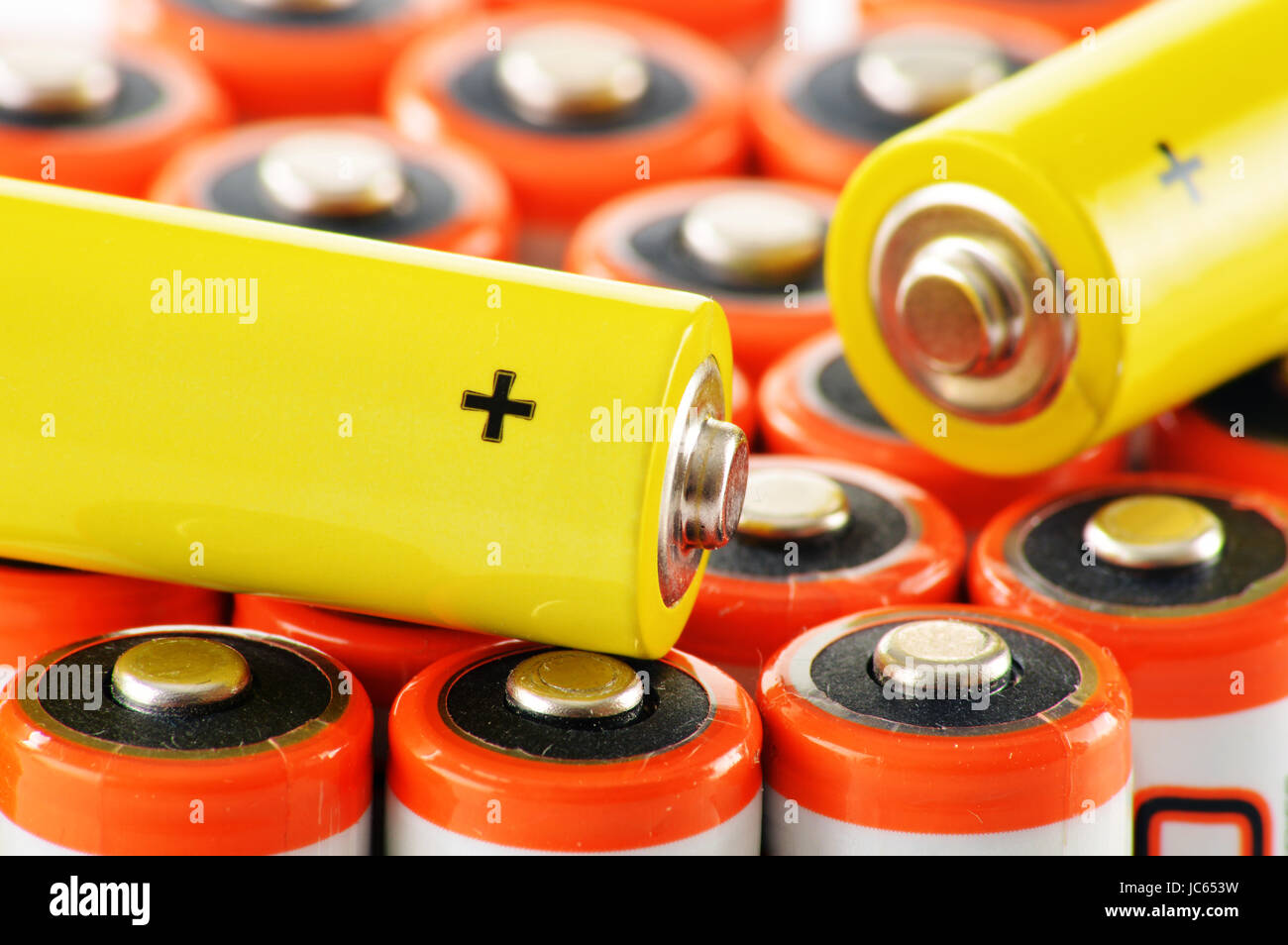Composition with alkaline batteries. Chemical waste Stock Photo Alamy