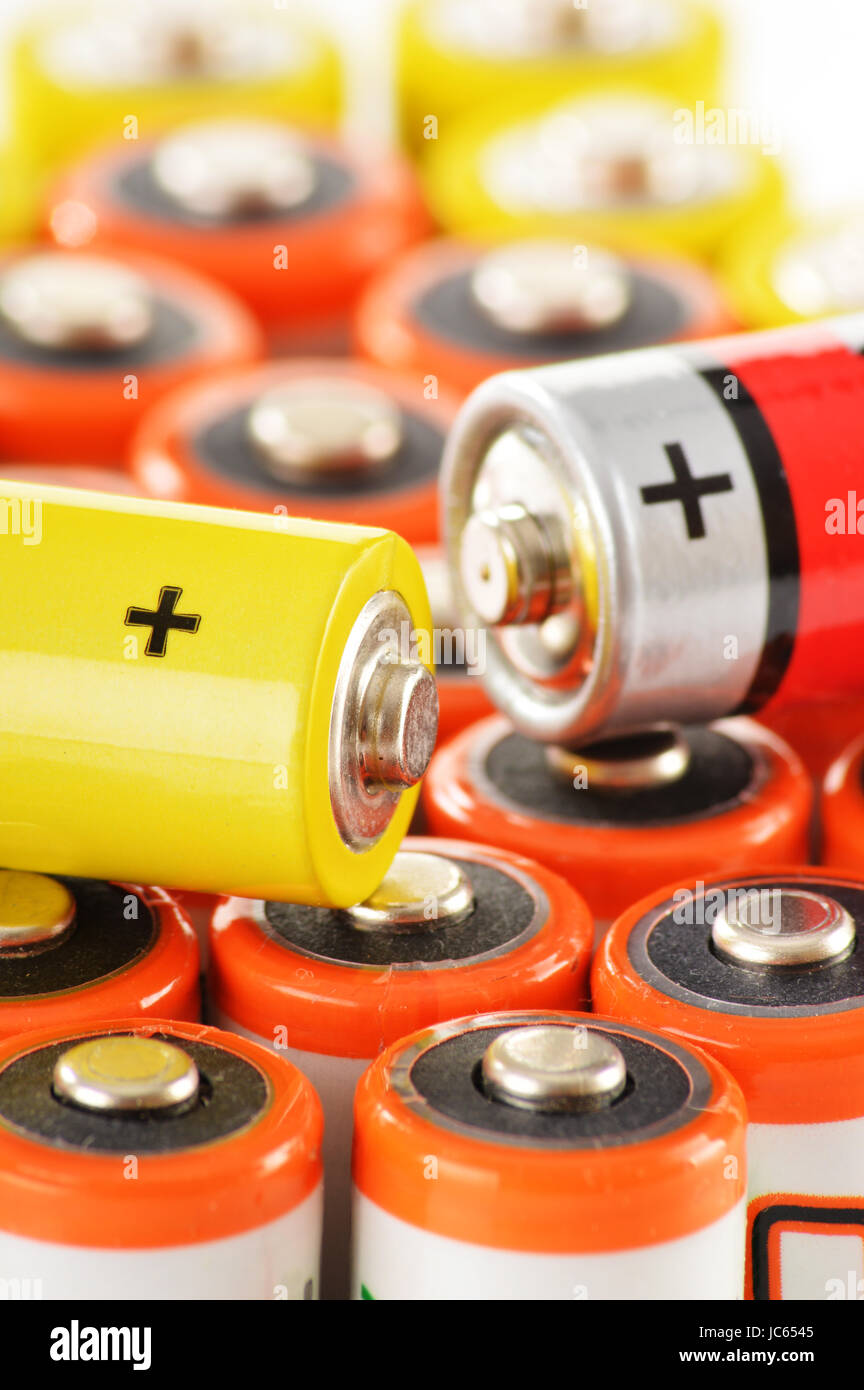 Composition with alkaline batteries. Chemical waste Stock Photo Alamy