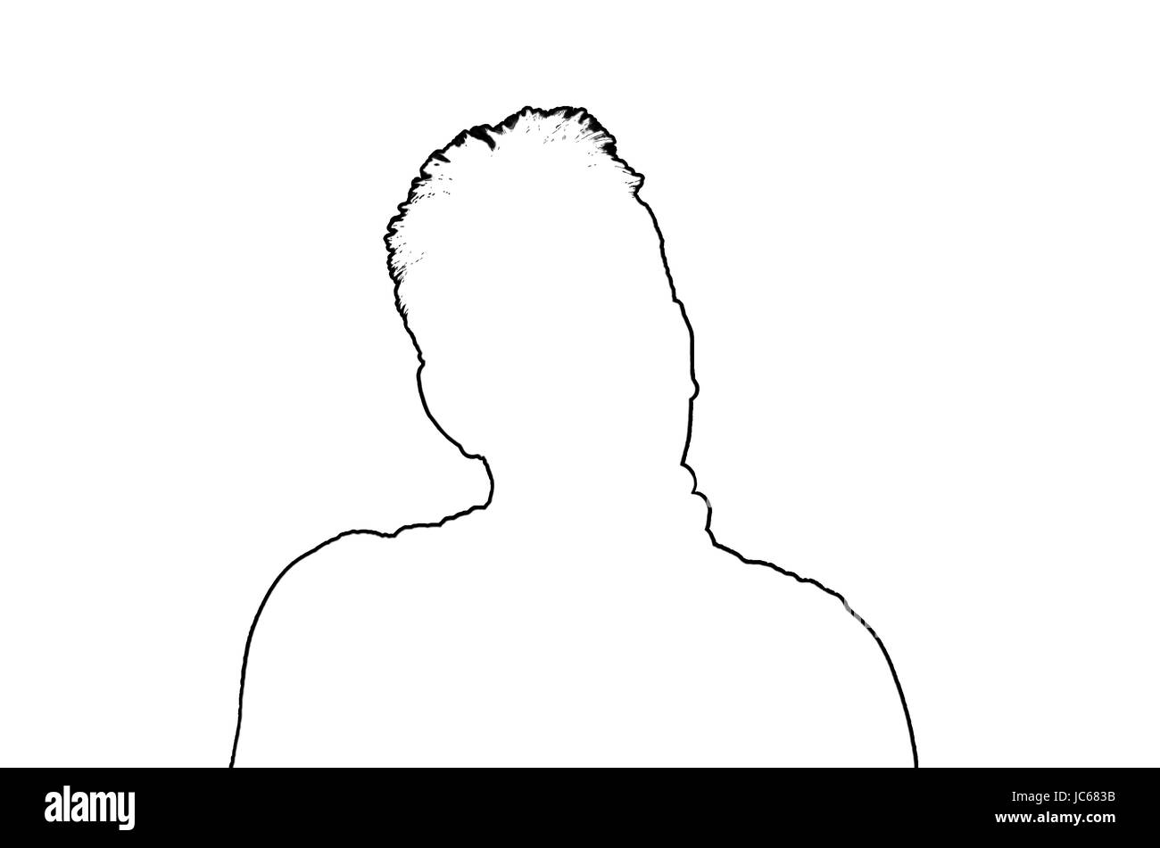 Silhouette, Mann weiß, Kontur schwarz auf weißem Grund, symbolisch text; textfeld; textfreifeld. Stock Photo