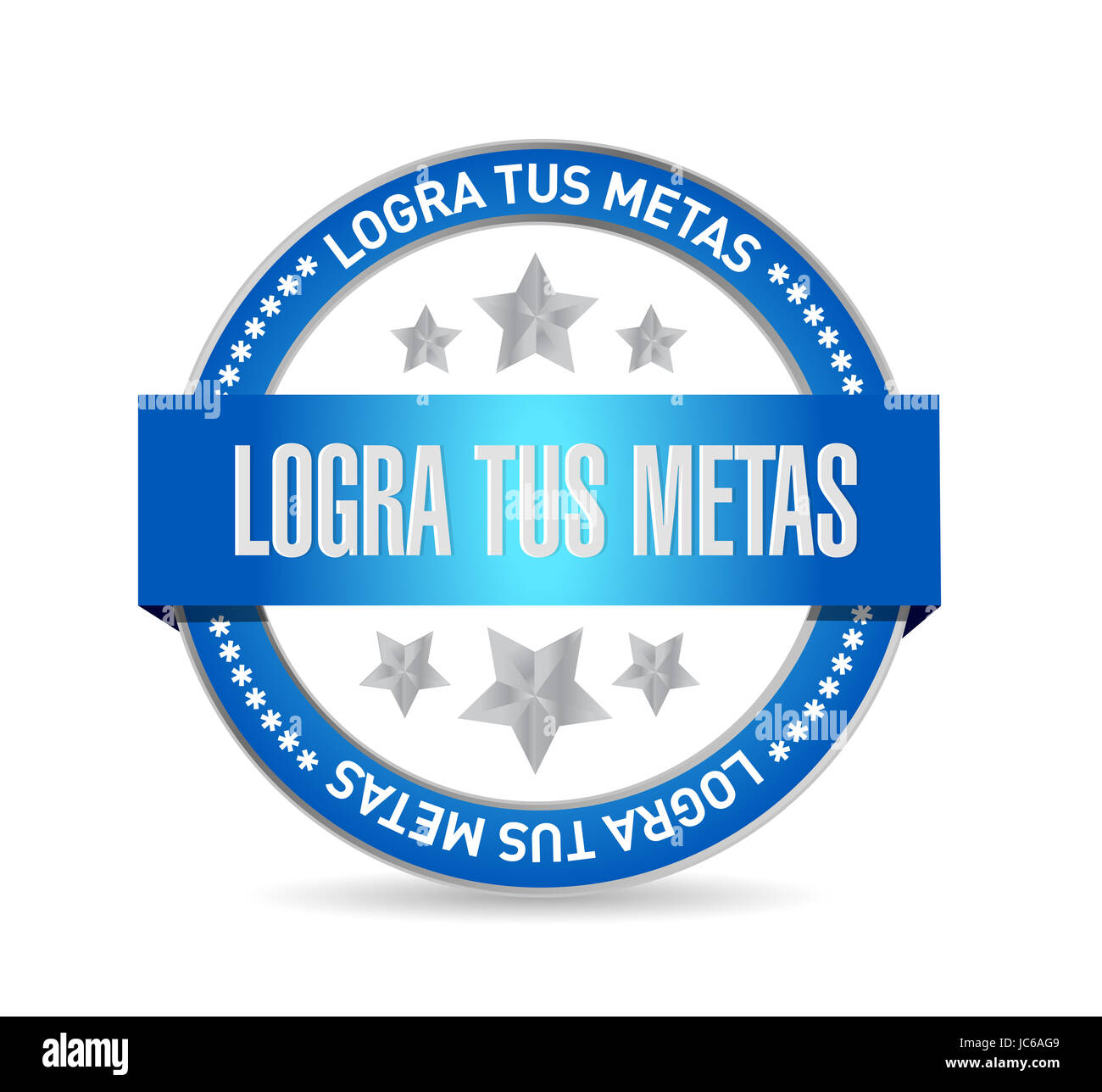 achieve your goals seal sign in Spanish. Illustration design Stock