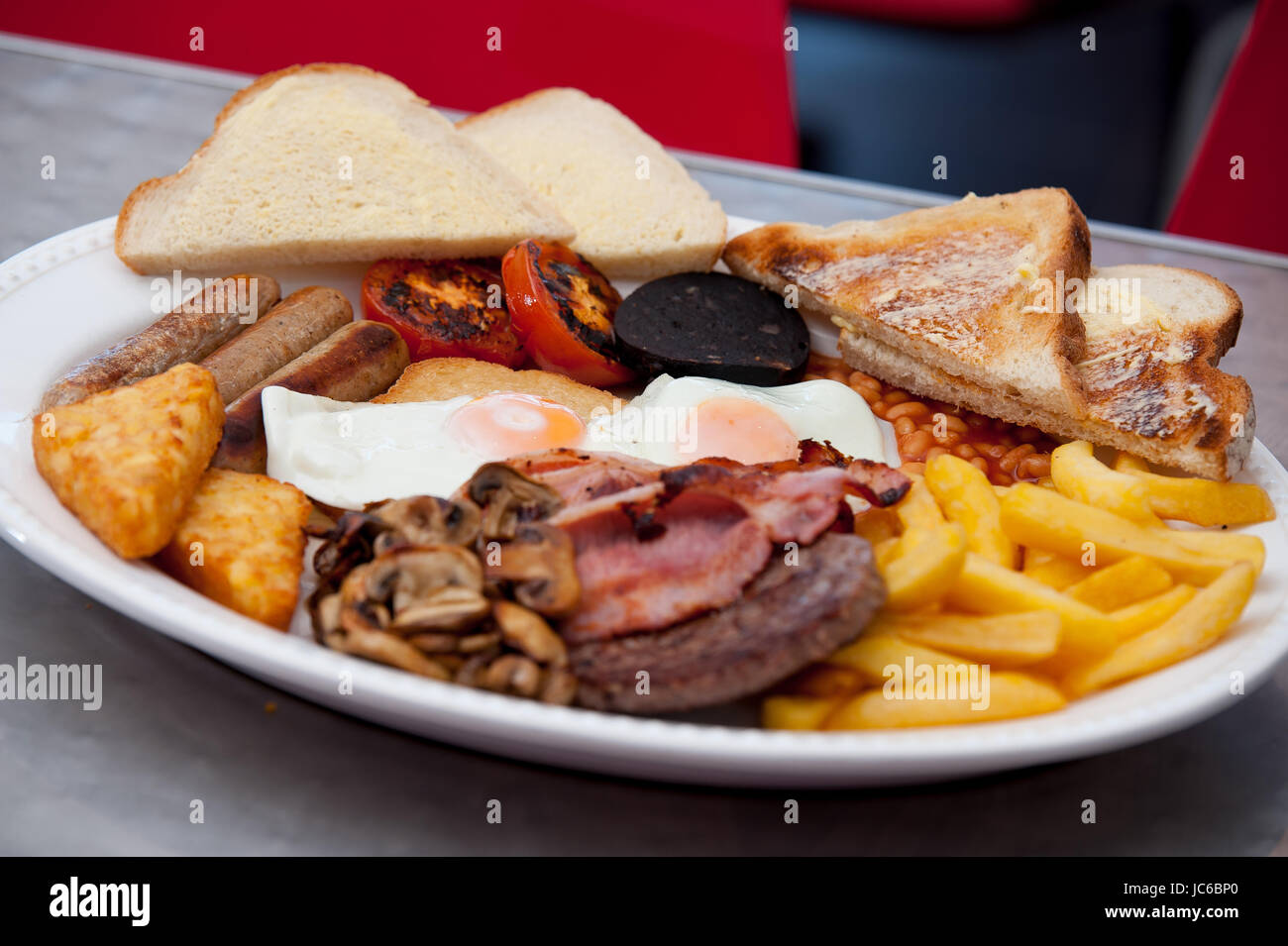 Breakfast eggs toast hash browns bacon hires stock photography and