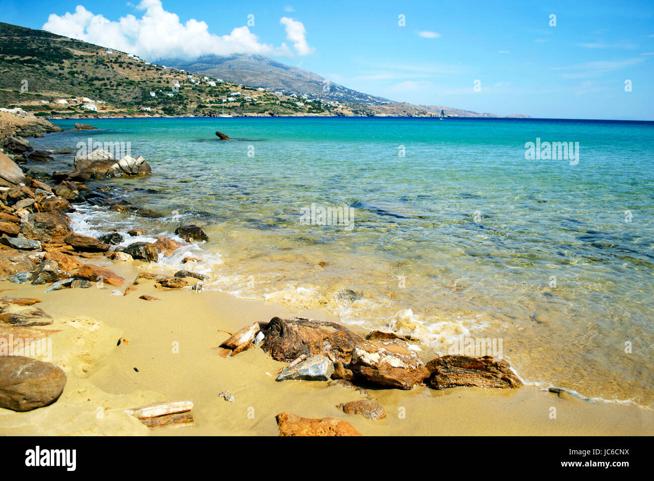 Chrissi Ammos beach in Andros island Greece Stock Photo