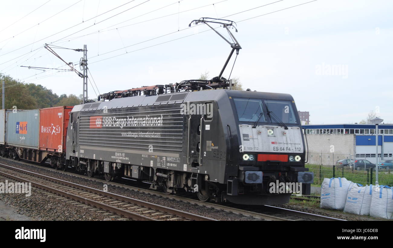 Class 189 Eurosprinter locomotive entering Venlo, Netherlands Stock Photo