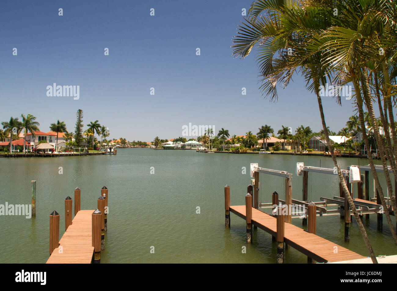 jetty in a gated community in florida Stock Photo Alamy