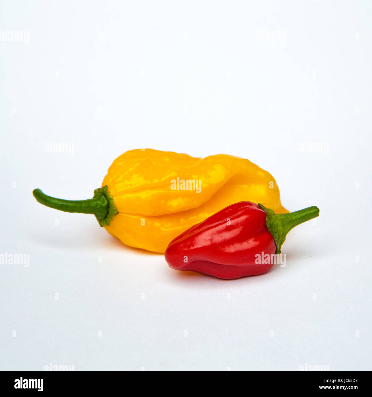 yellow and red chili pepper isolated on a white background Stock Photo ...