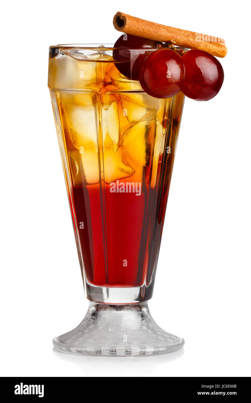 Fresh nonalcoholic cocktail with grapes and cinnamon stick isolated Stock Photo