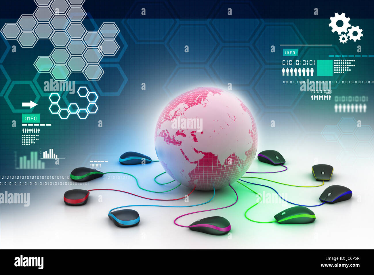 Globe connecting with computer mouse Stock Photo - Alamy
