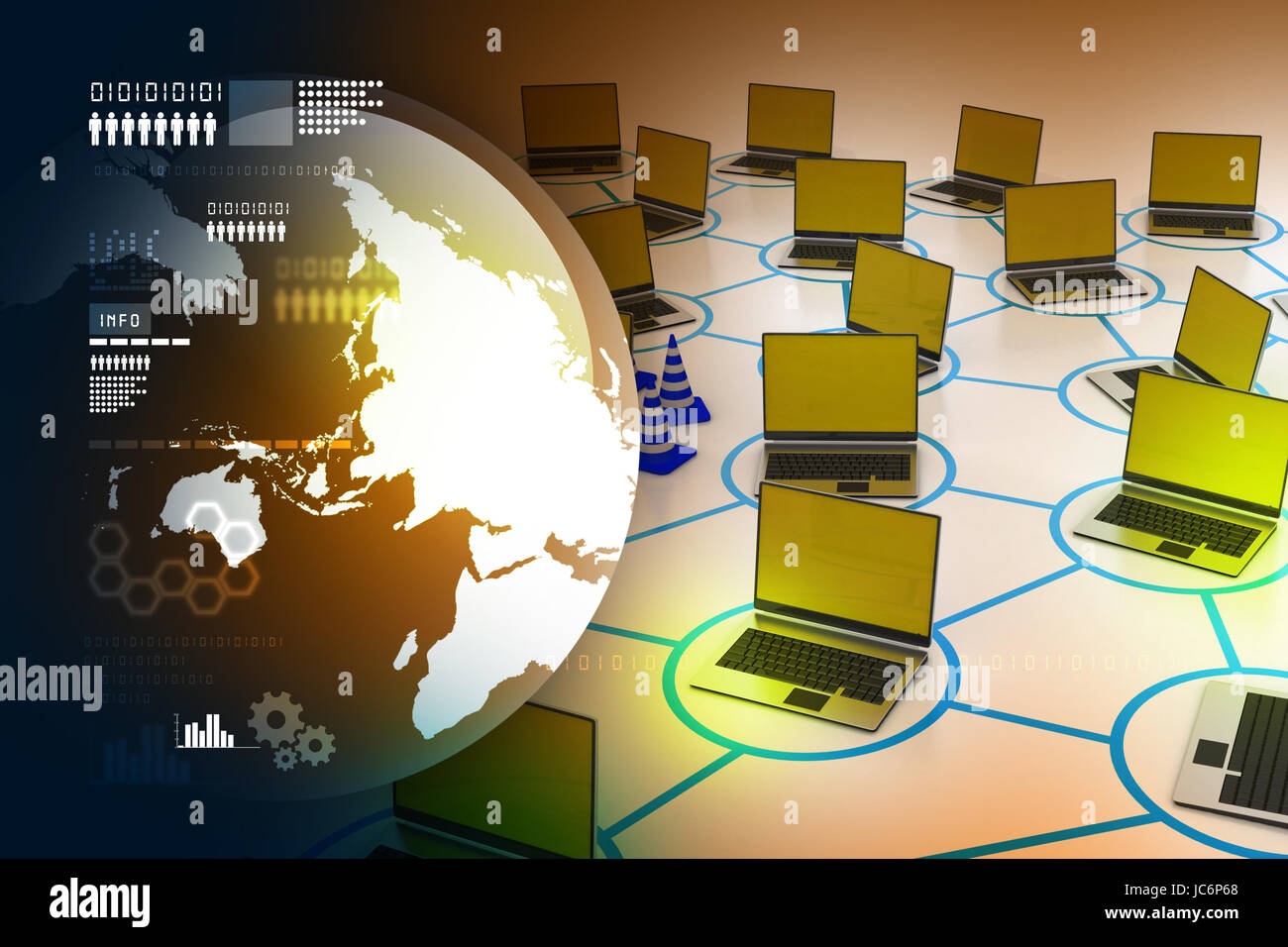 laptop network with traffic cone Stock Photo - Alamy