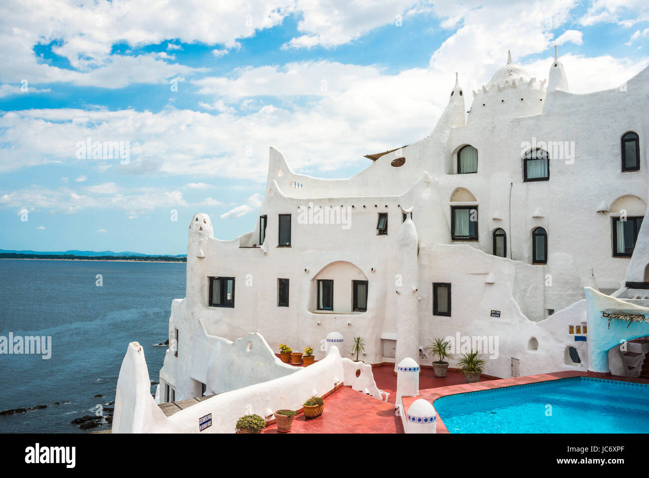 Punta del Este, Uruguay, February 29, 2016 - Casapueblo, a unique landmark building created by the famous artist Carlos Paez Vilaro, located near Punt Stock Photo