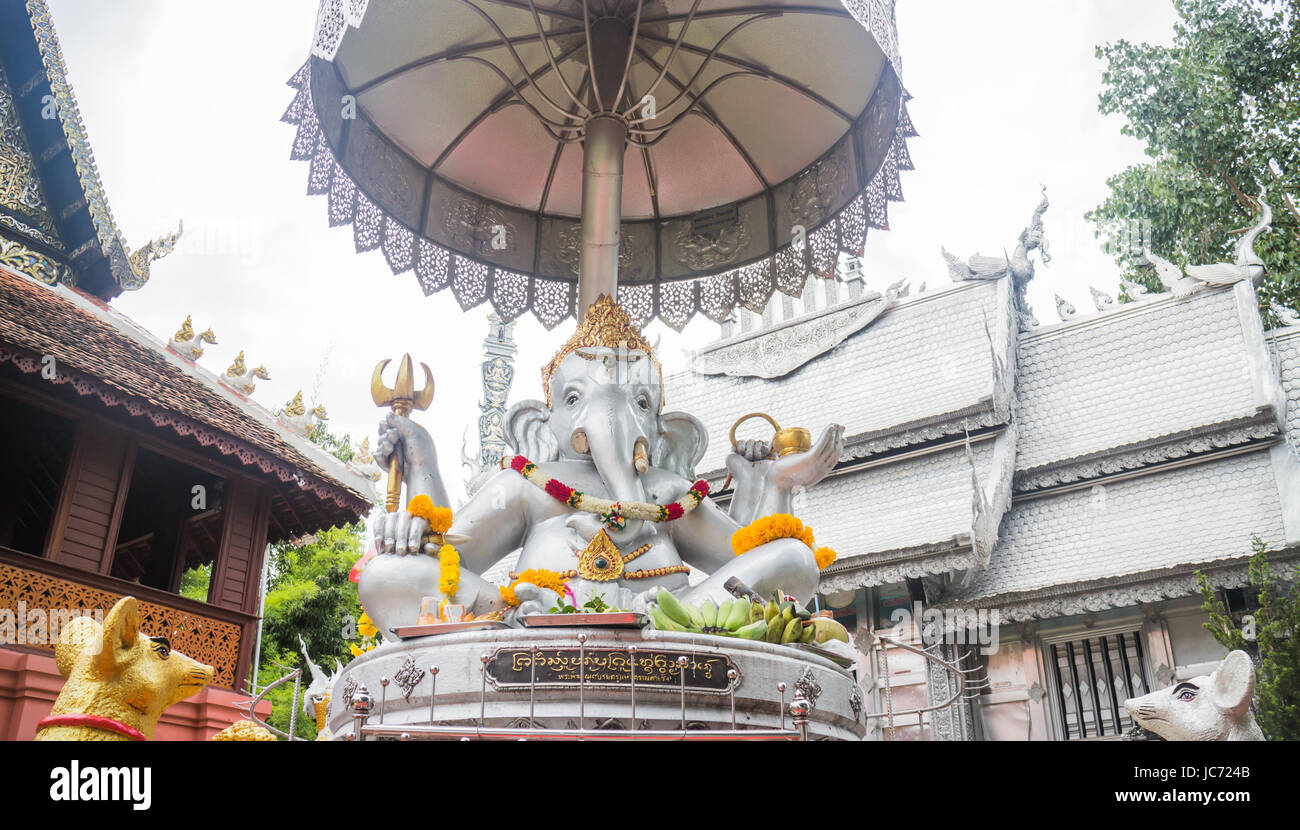 Hindu god ganesha sculpture in the temple Chiang Mai, Thailand Stock