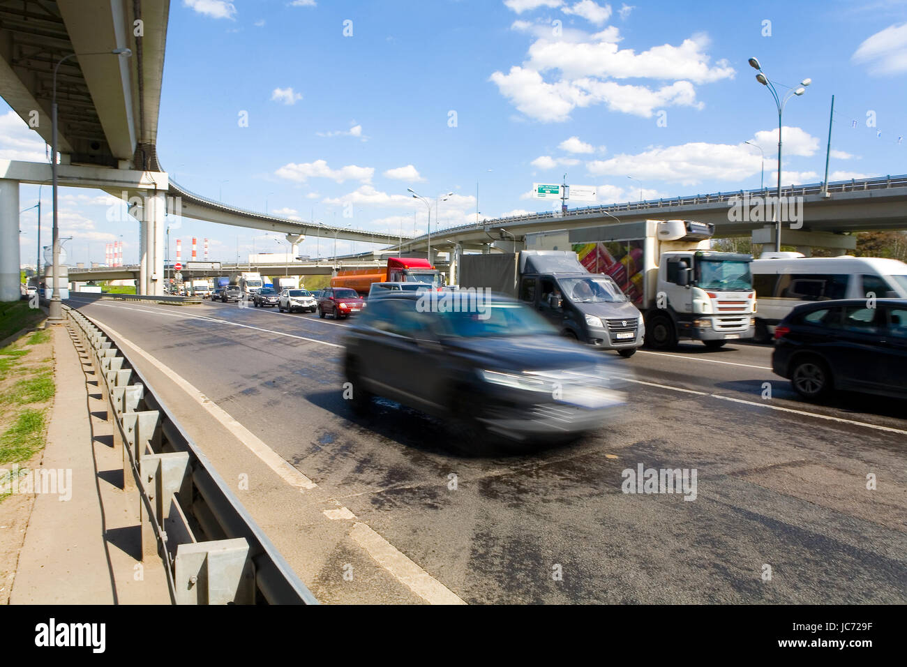 Moscow, Russia, May 24, 2017: The car quickly rides the Moscow Ring Road (MKAD). Stock Photo