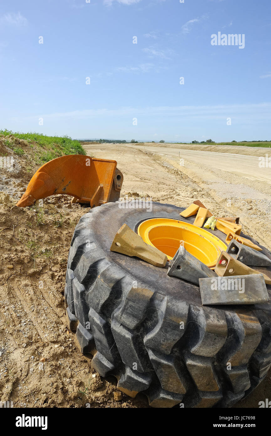 spare tire for trucks at construction site Stock Photo Alamy