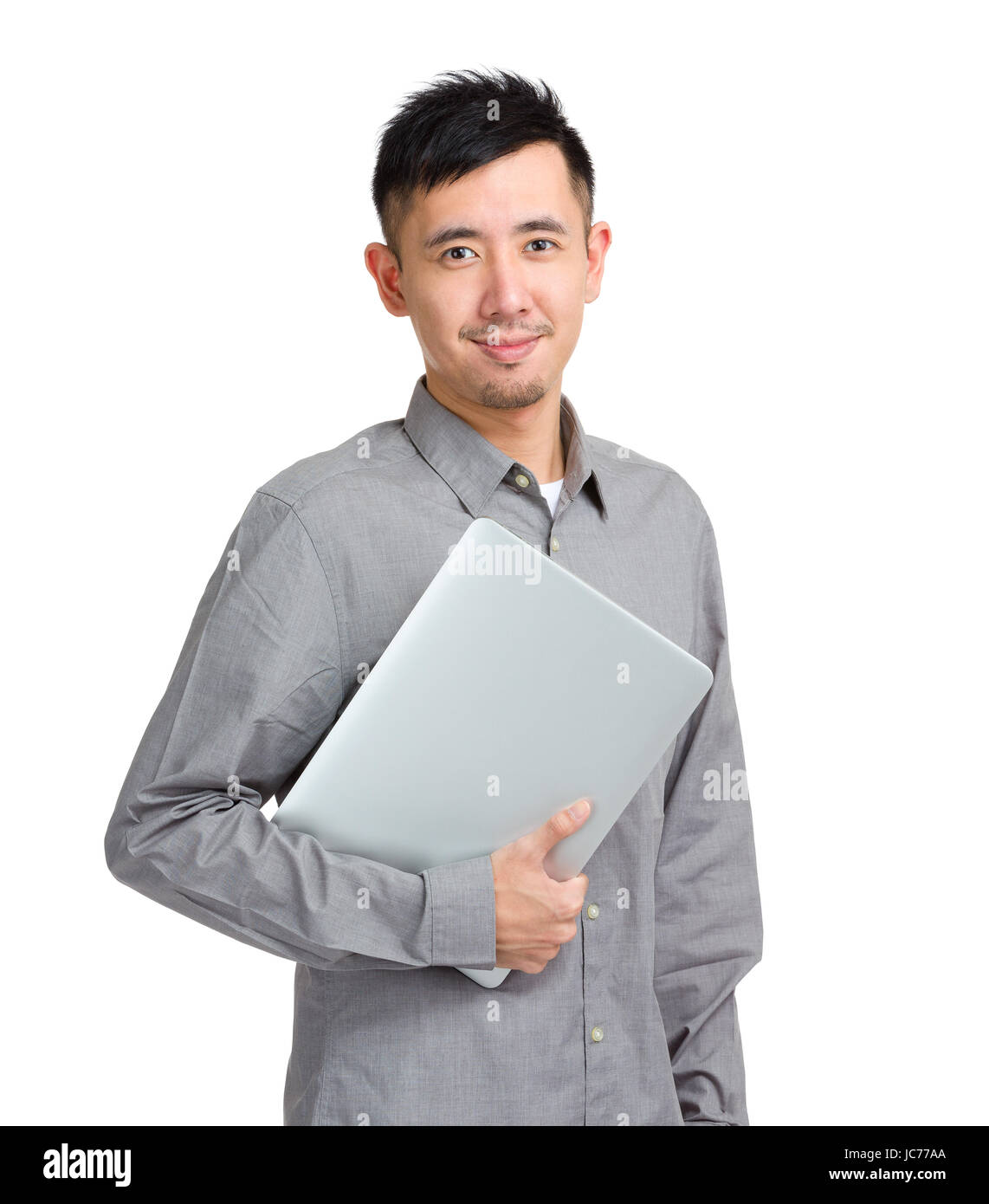 Asian man with laptop computer Stock Photo - Alamy