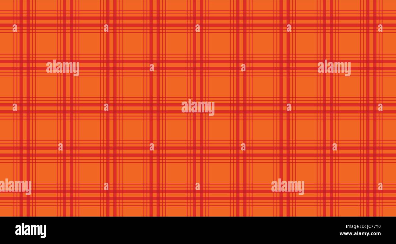 Fabric in orange color, seamless tartan pattern, vector Stock Vector