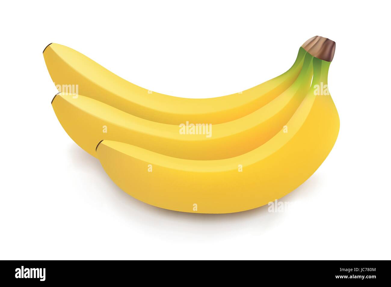 Realistic illustration of bunch of bananas isolated on white background, banana icon, banana image, vector illustration Stock Vector