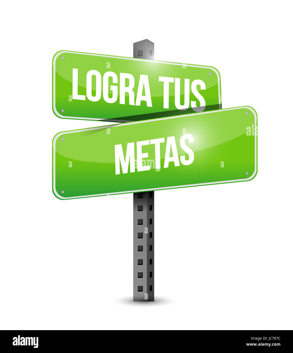 achieve your goals street sign in Spanish . Illustration design Stock Photo