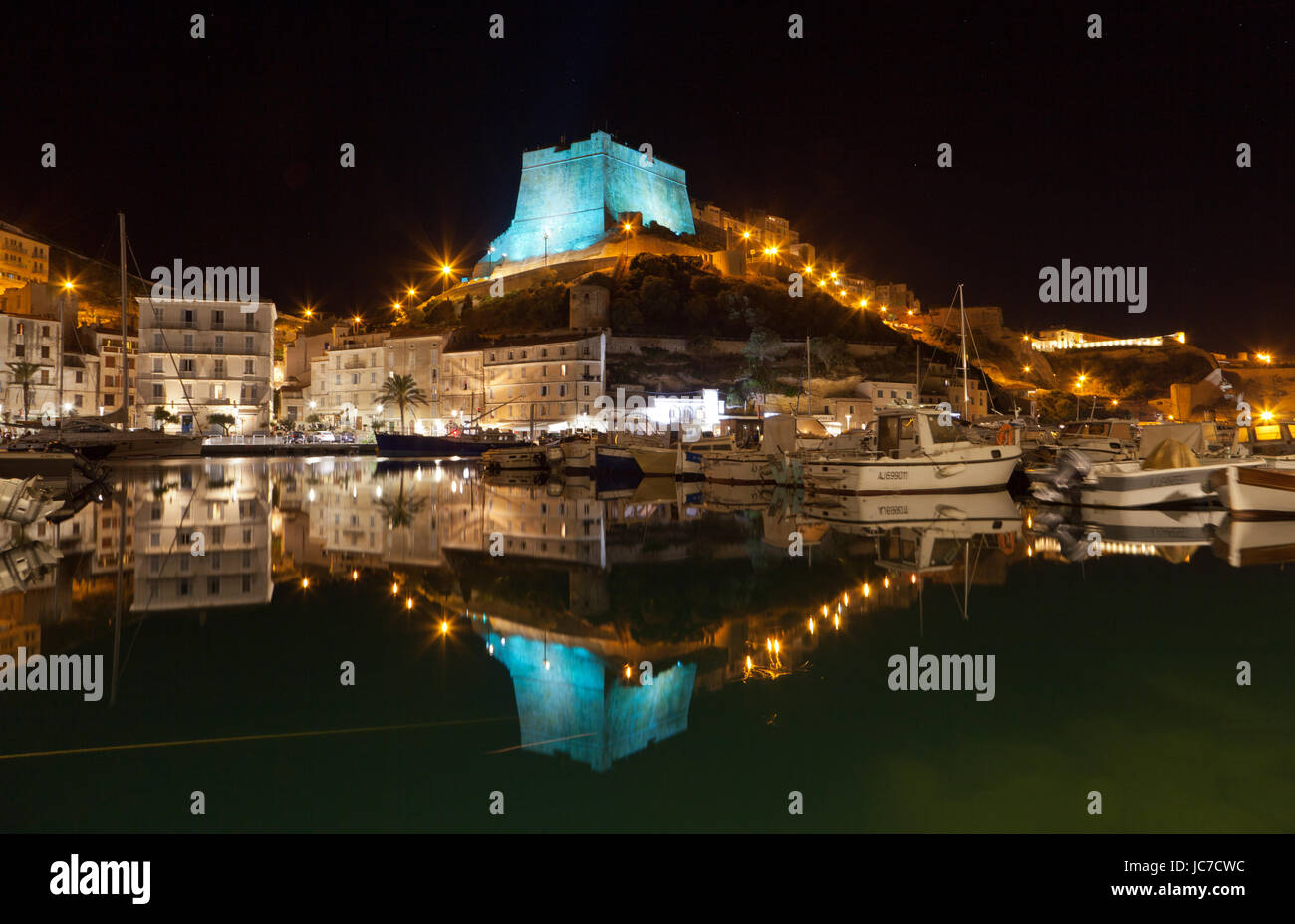 The citadel and harbor Bonifacio. Corsica, France. Stock Photo