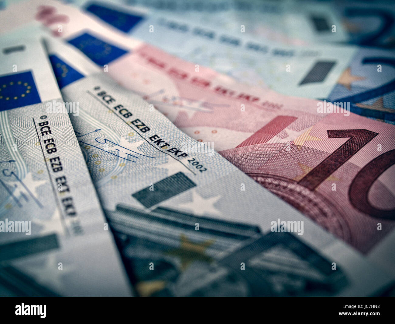 Vintage looking Euro banknotes money european currency Stock Photo - Alamy