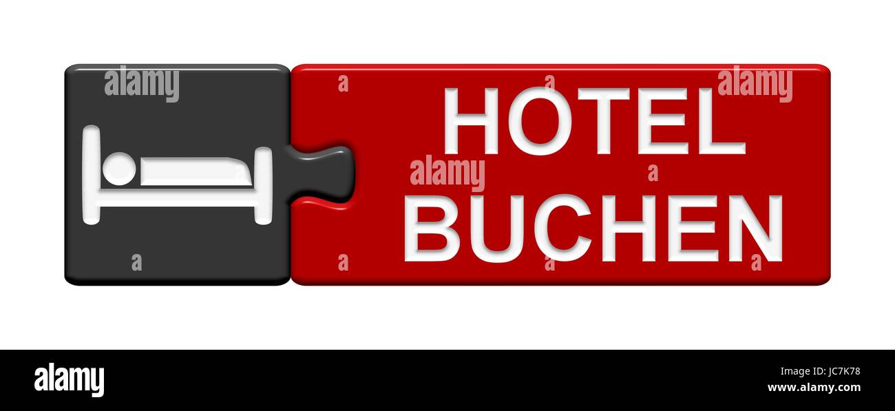 puzzle button gray red: book hotel Stock Photo