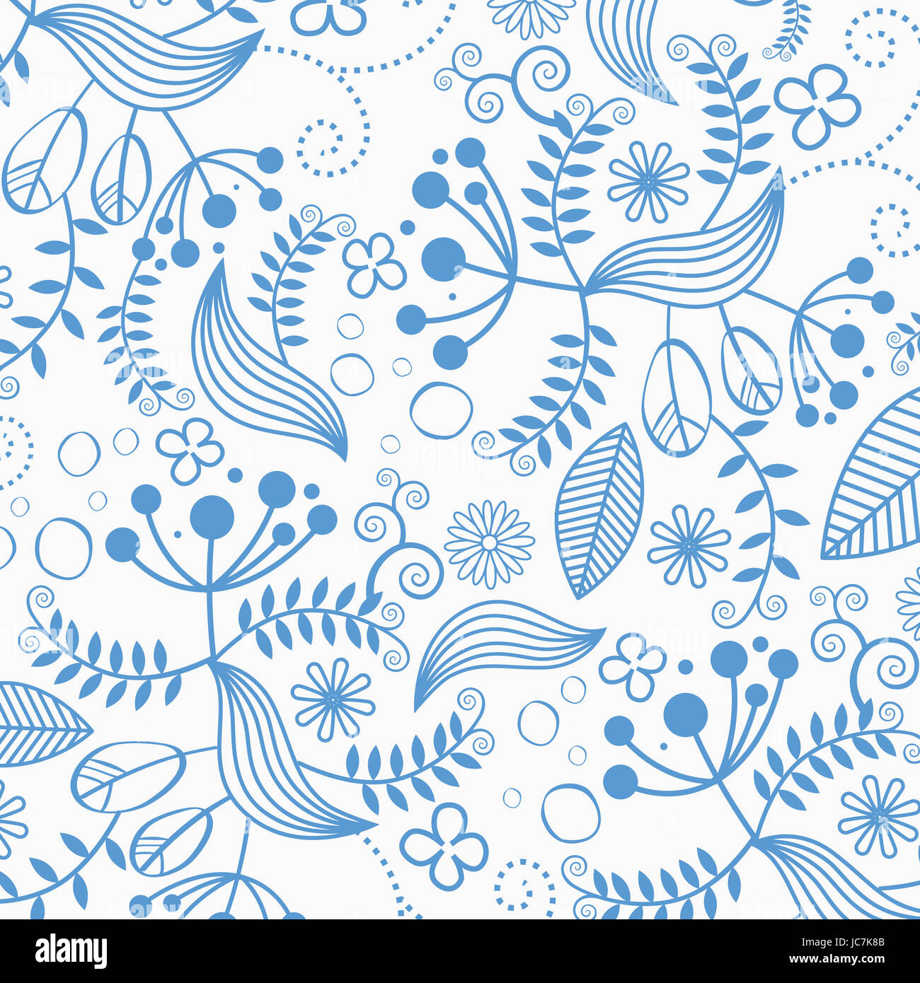 Patterns of abstract blue flowers and leaves Stock Photo - Alamy