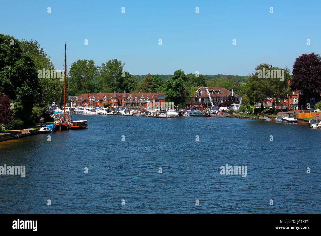 Looking out towards the Bourne end Marina with its riverside restaurant
