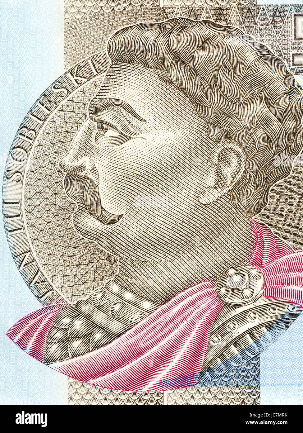 John III Sobieski portrait from Polish money Stock Photo
